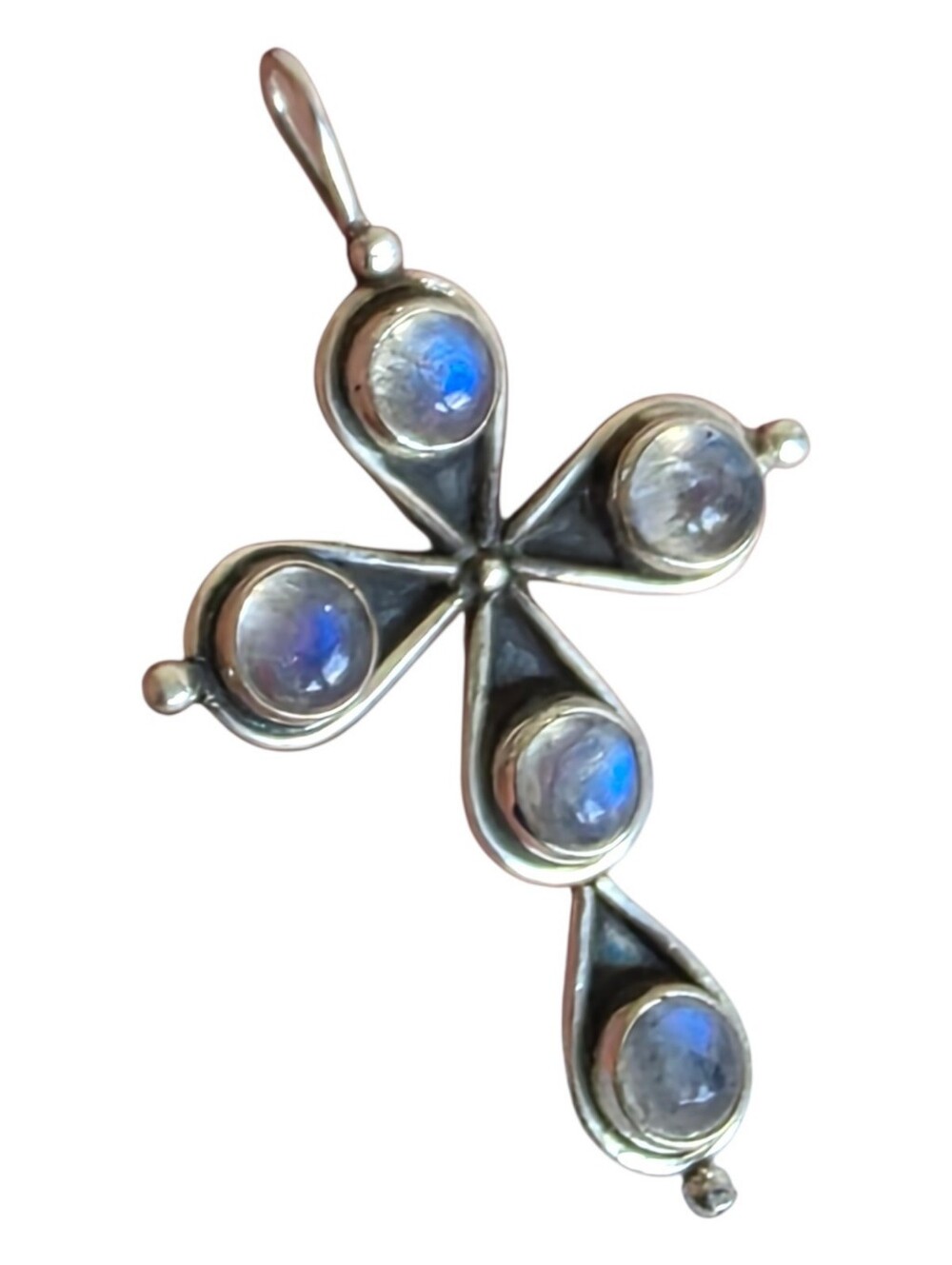 925 Sterling Silver And Moonstone Cross Pendant